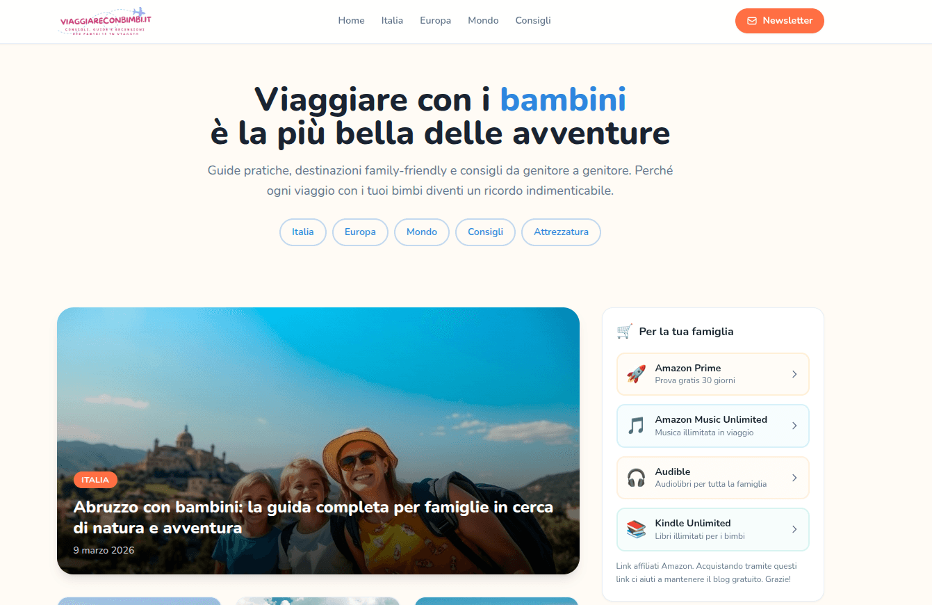 ViaggiarConBimbi.it screenshot